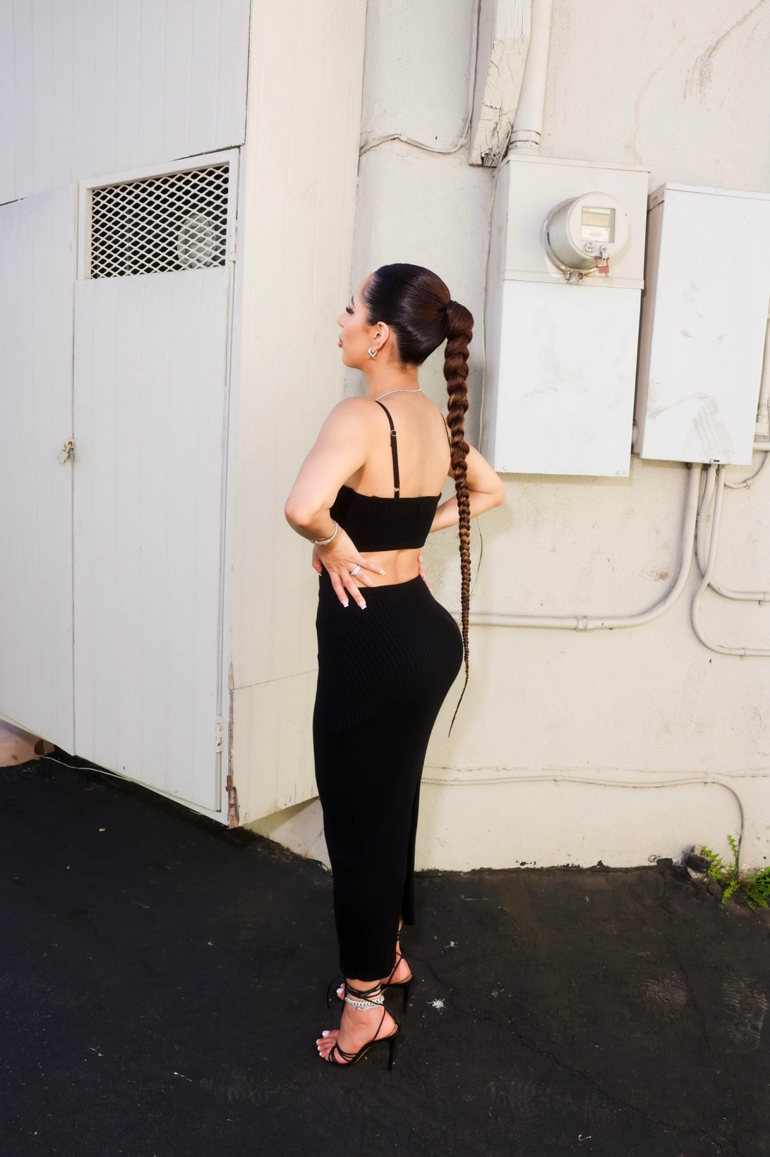 Ribbed Open Back Dress