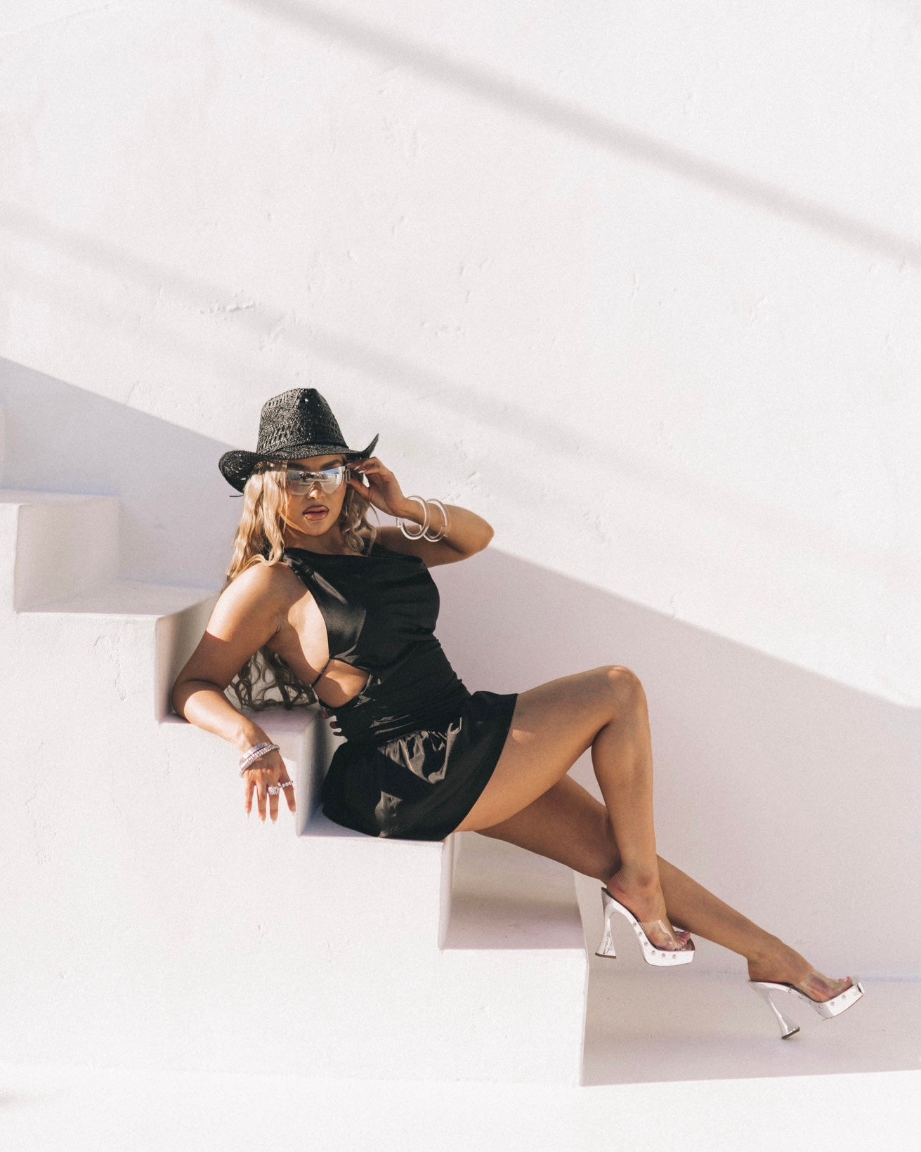Black Satin Halter Dress