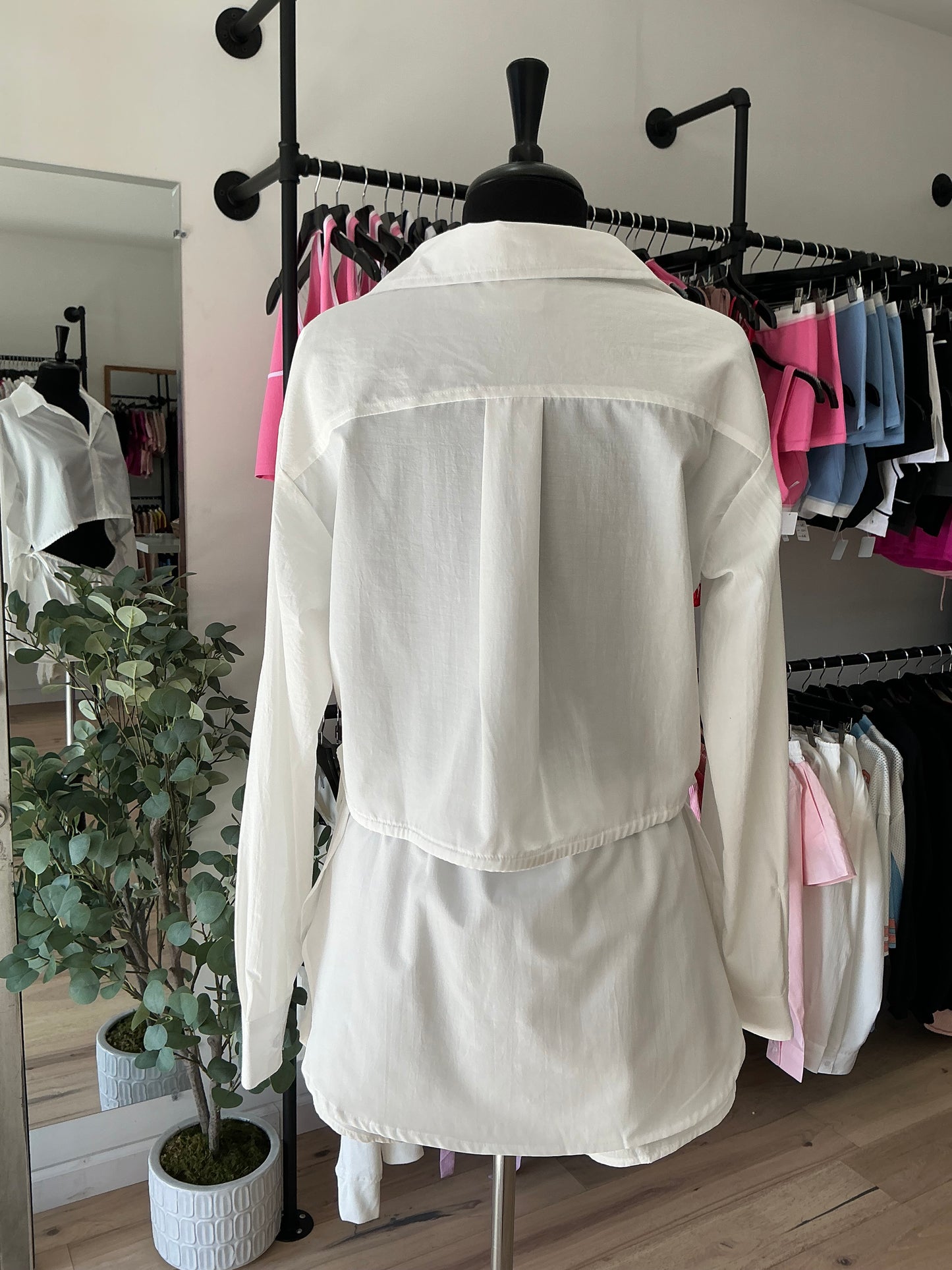 White Button Up Skort Set